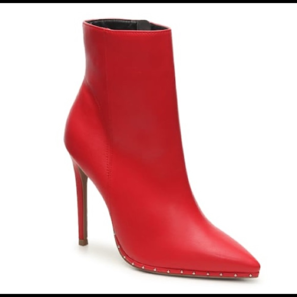 Red leather boots